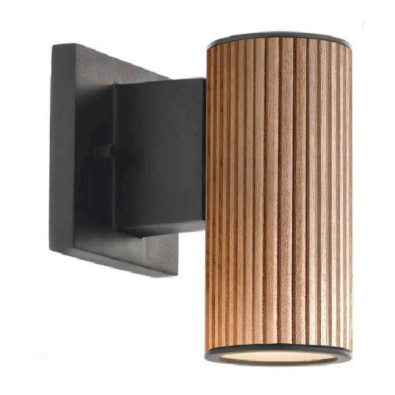 NOVA OF CALIFORNIA Tambo Wall Sconce - Natural Ash Wood Finish, Weathered Brass, Dimmer