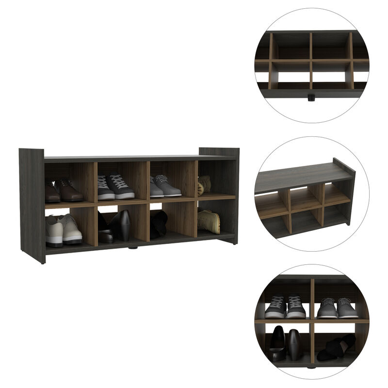 Entryway Storage Unit, Eight Shoe Capacity -Espresso / Mahogany