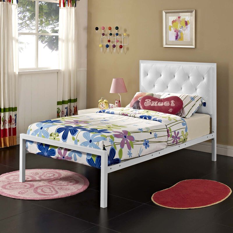 Modway - Mia Twin Vinyl Bed White White image number 1