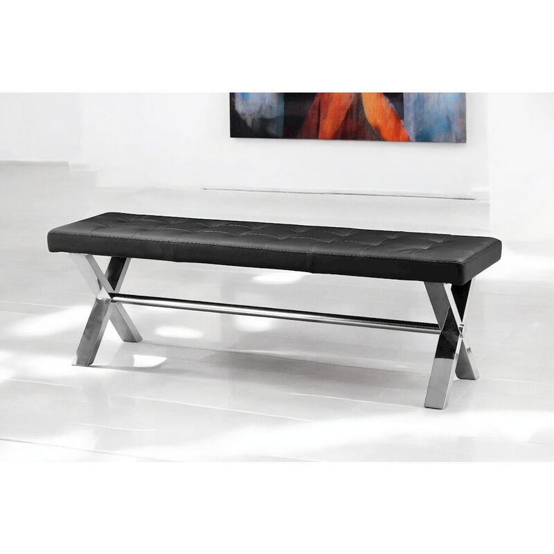 Pangea Home Beverly Bench Faux Leather Black
