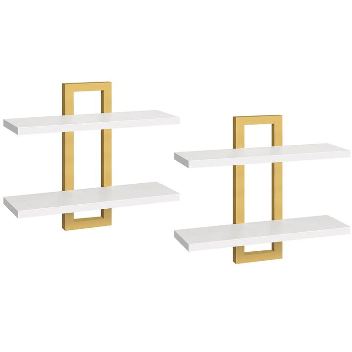 Wall-Mounted Shelf Set of 2, Modern Floating Storage Shelves for Home