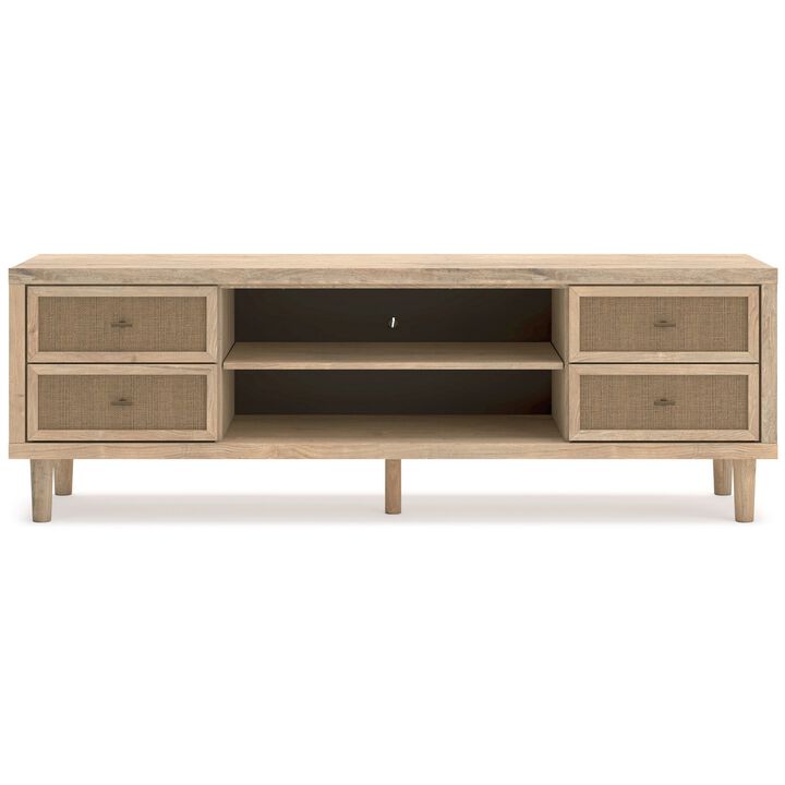 Ciel Large TV Media Console, 4 Drawers, 2 Shelves, Brown Wood, 72 Inch - Benzara