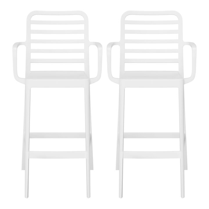 WestinTrends 29.5" Outdoor Polypropylene Plastic Patio Bar Height Stools (Set of 2)