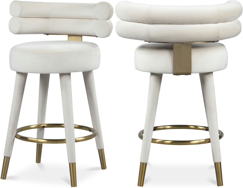 Meridian Furniture Fitzroy Velvet Counter Stool, Set of 2