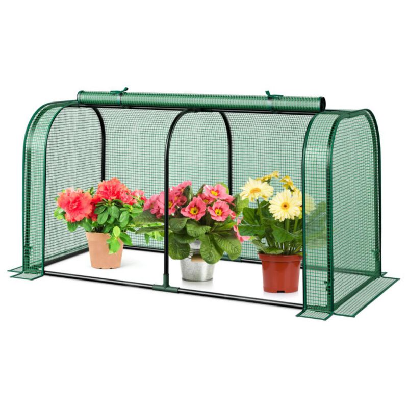 Mini Tunnel Greenhouse with Roll-Up Zipper Door for Easy Access and Protected Plant Growth