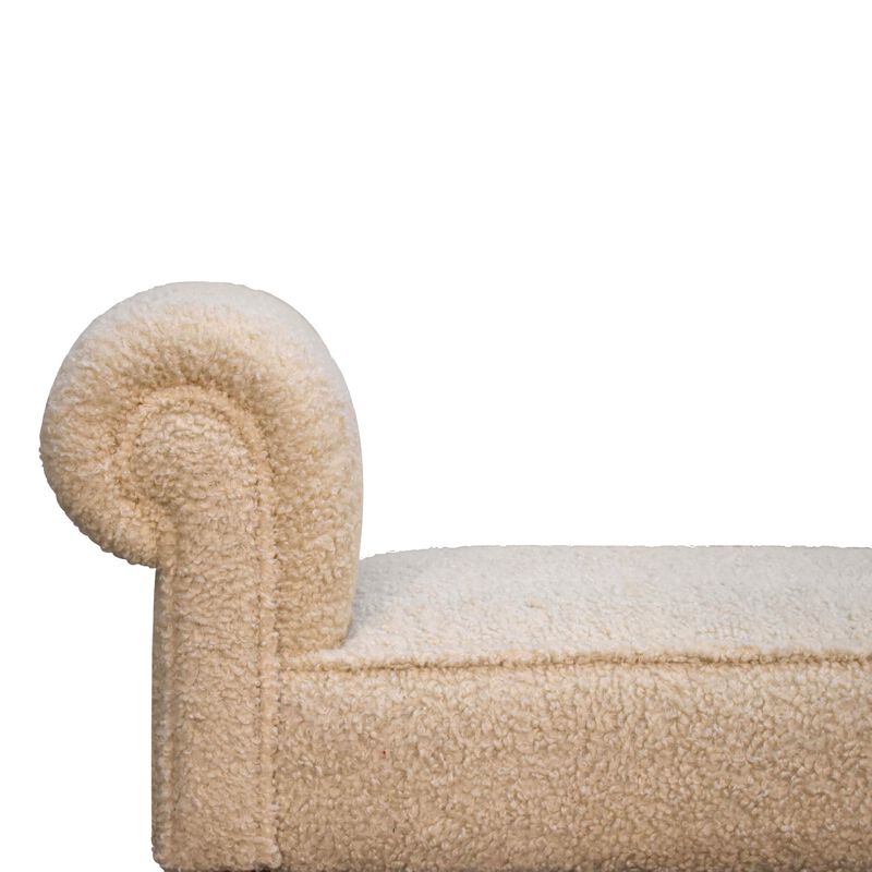 Upholstery Solid Wood Boucle Cream Bench