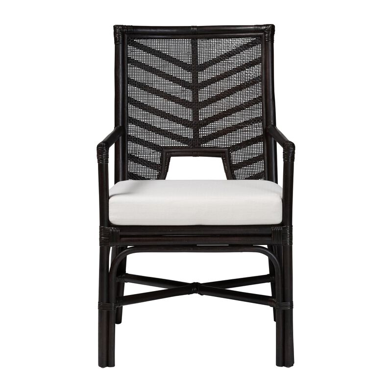 bali & pari Oscar Natural Rattan Dining Chair - Handwoven Wicker Accent Chair with Chevron Back and Armrests for Kitchen or Dining Room image number 1