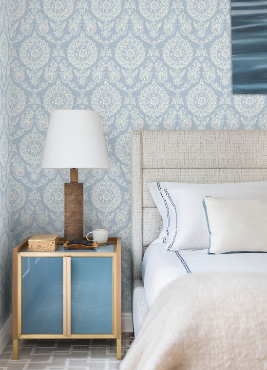 Helm Damask Light Blue Floral Medallion Wallpaper
