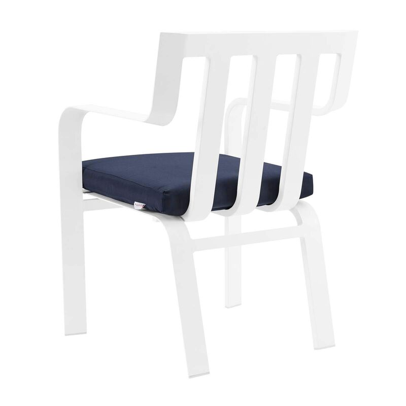 Modway Baxley Outdoor Patio Stackable Aluminum Dining Chair in White Navy