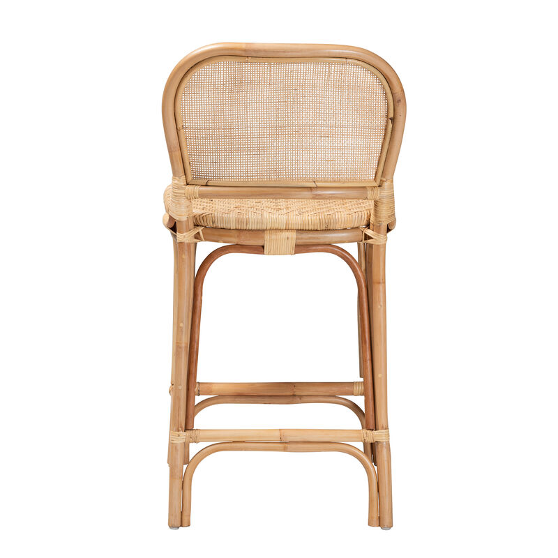 Baxton Studio Adrena Modern Bohemian Natural Rattan Counter Stool