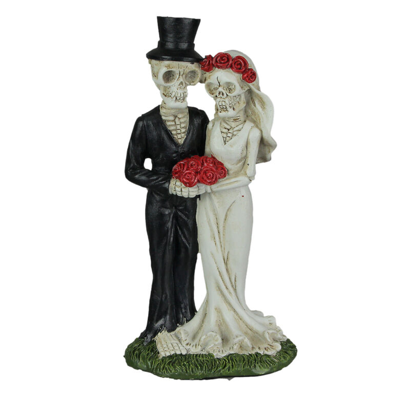 Love Eternal Skeleton Bride Groom Couple Figurine Wedding Decor Resin Statue image number 0
