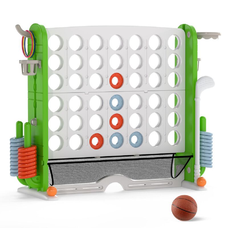 Giant 4-in-a-Row Game Set with Ring Toss & Basketball Hoop
