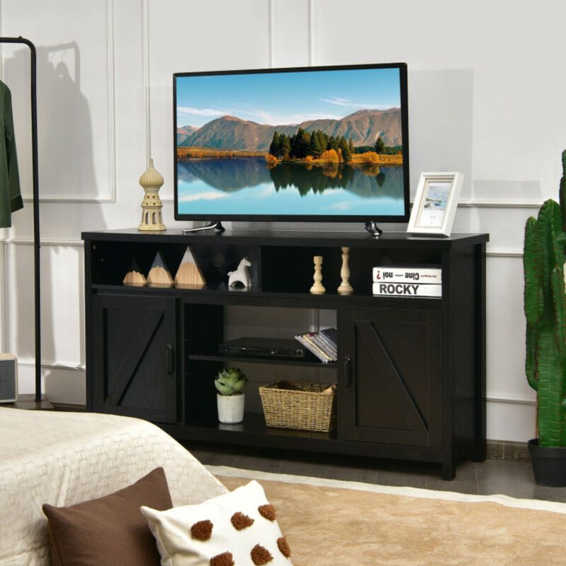TV Stand Media Center Console Cabinet with Barn Door