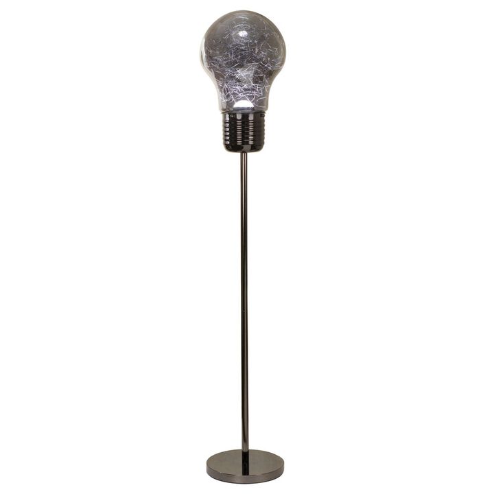 Zoom 66 Inch Floor Lamp, Globe Glass Shade in a Bulb Design, Dark Gray-Benzara