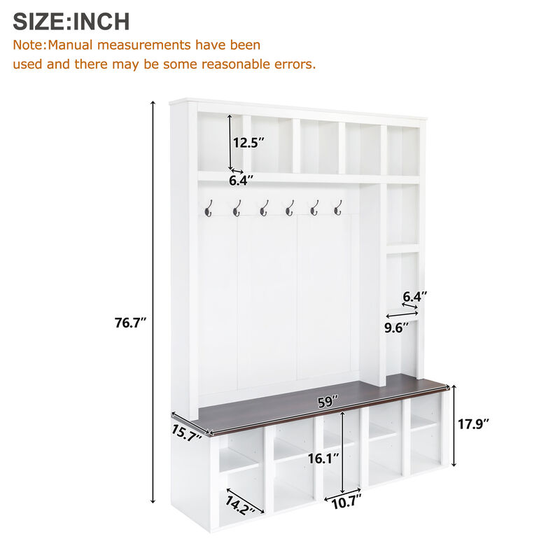 Merax Farmhouse Hall Tree with Storage Bench