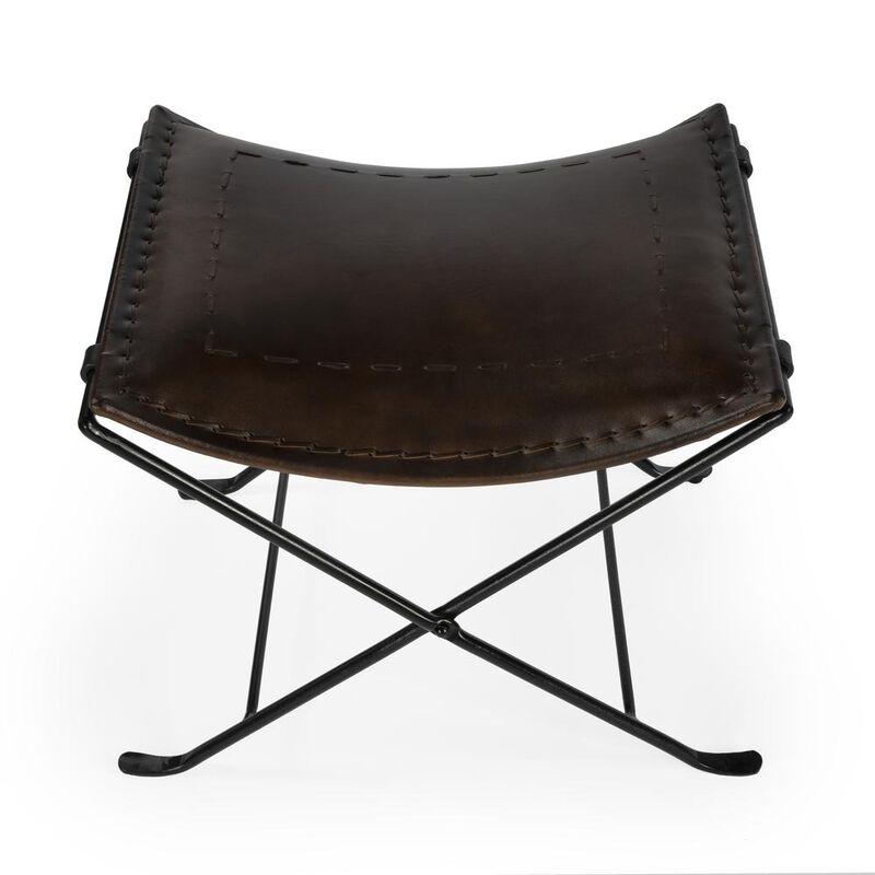 Butler Specialty Melton Leather 21.5"W Accent Stool, Dark Brown image number 1