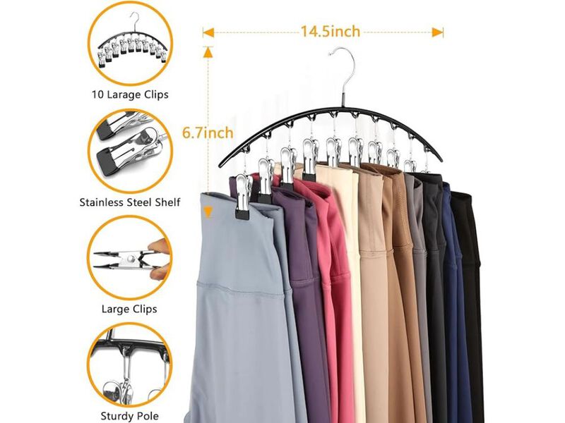 Legging Hangers For Closet Organizer, Hat Hangers For Closet 2 Pack With 10 Clip image number 2