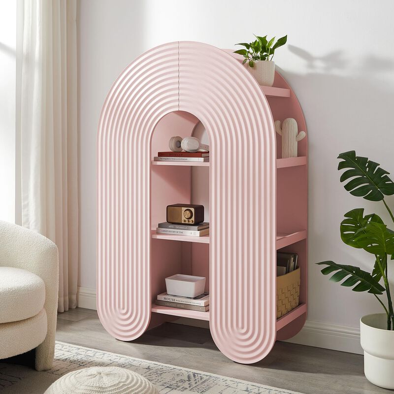 Modway Daydream 58" Tall Arched Cabinet Bookshelf &ndash; Whimsical Ripple Bookcase with Open Storage and Display for Kids Rooms, Bedrooms, and Playrooms image number 1