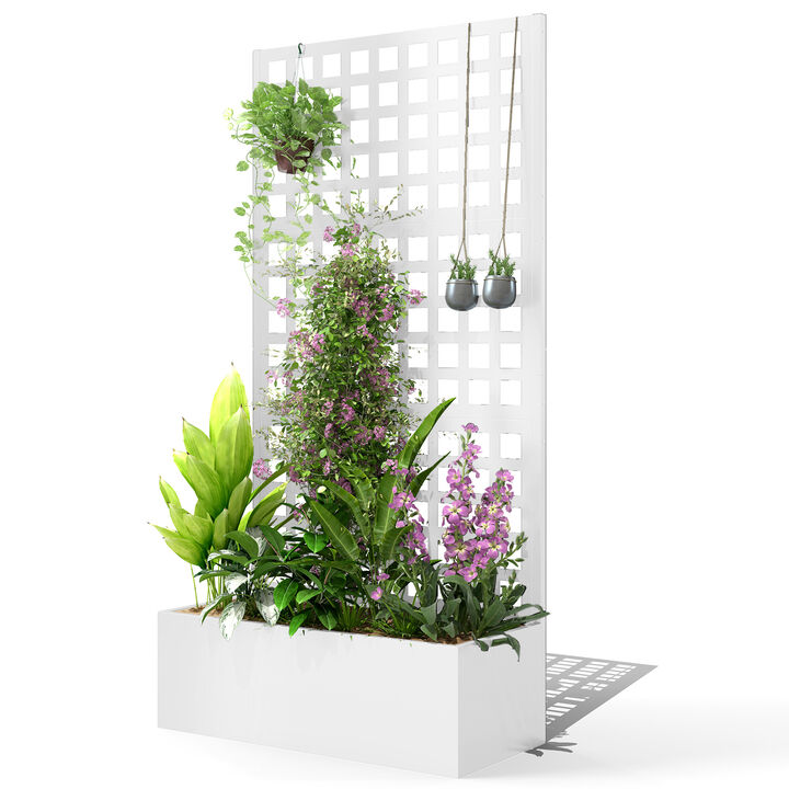 Hivvago Elevated Garden Bed with Trellis 35"x16"x70" for Backyard Plants