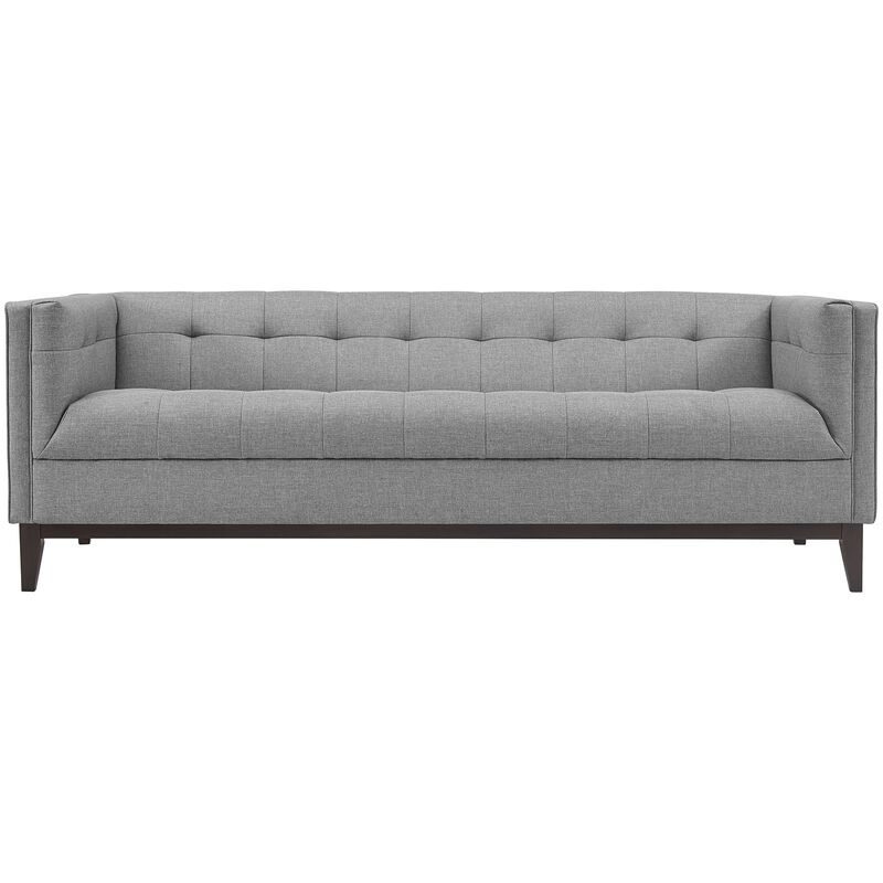 Modway Serve Modern Tuxedo Sofa With Upholstered Tufted Fabric in Light Gray