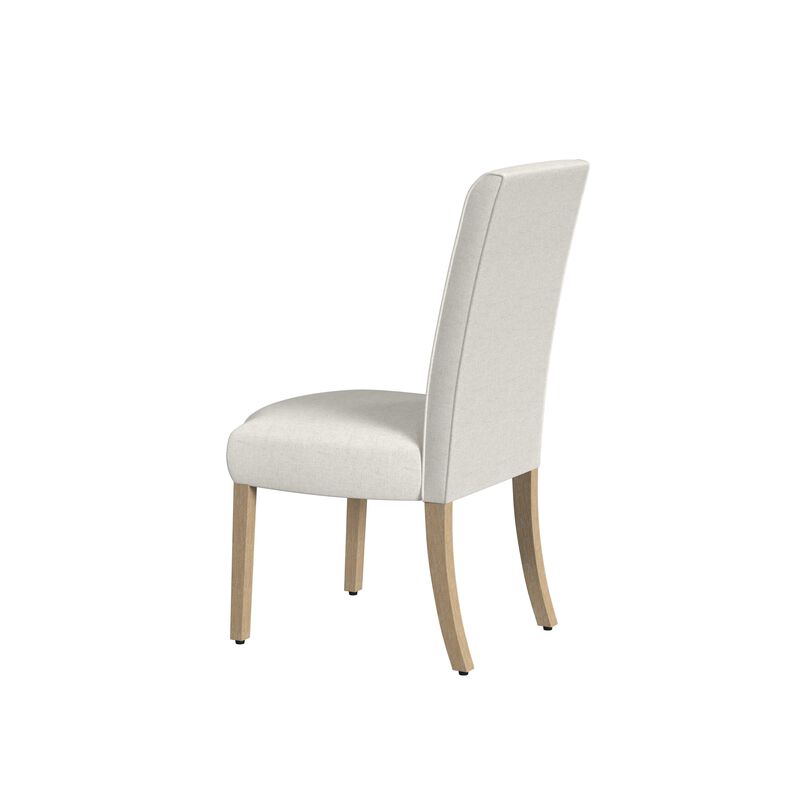 Jay Dining Chair Set of 2, Scalloped Details, Cream White Woven Fabric