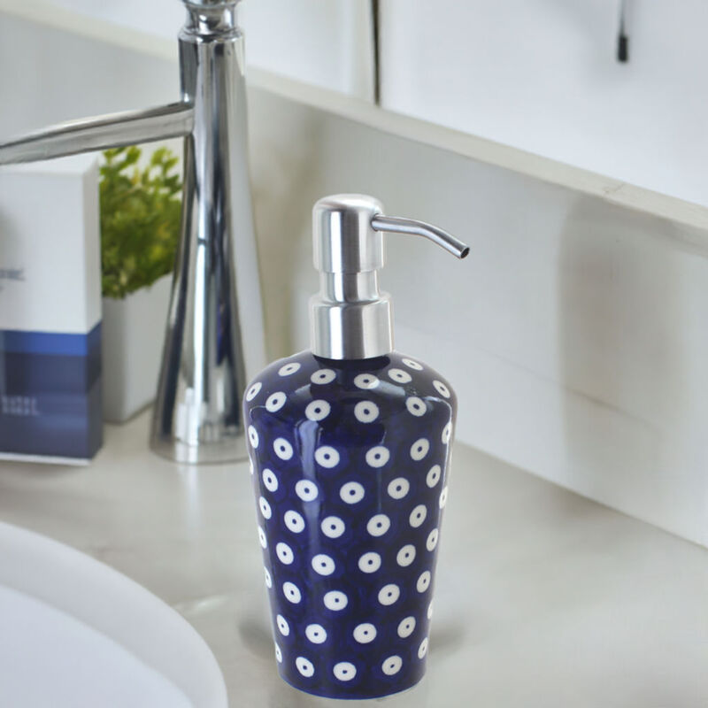 Blue Rose Polish Pottery Periwinkle Soap Dispenser