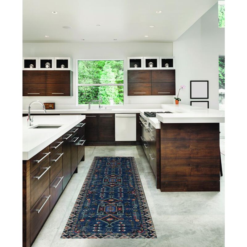 Linon Washable Larson Navy/Ivory, Rug image number 5