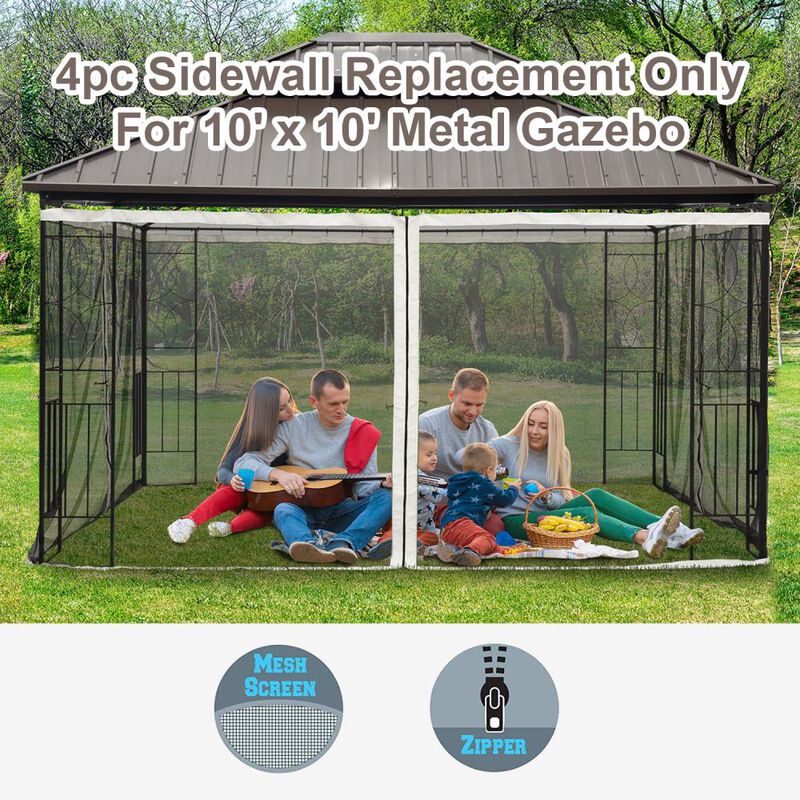 Hivvago 10x10 Canopy Tent Mesh Sidewall with Zipper image number 4
