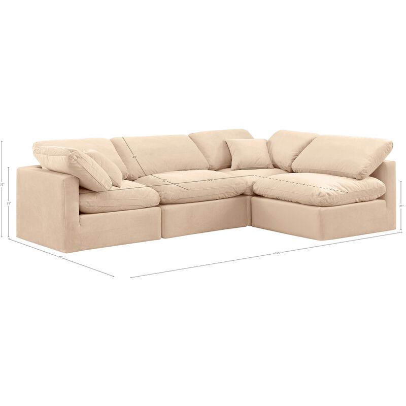 Meridian Furniture Indulge Beige Velvet Modular Sectional