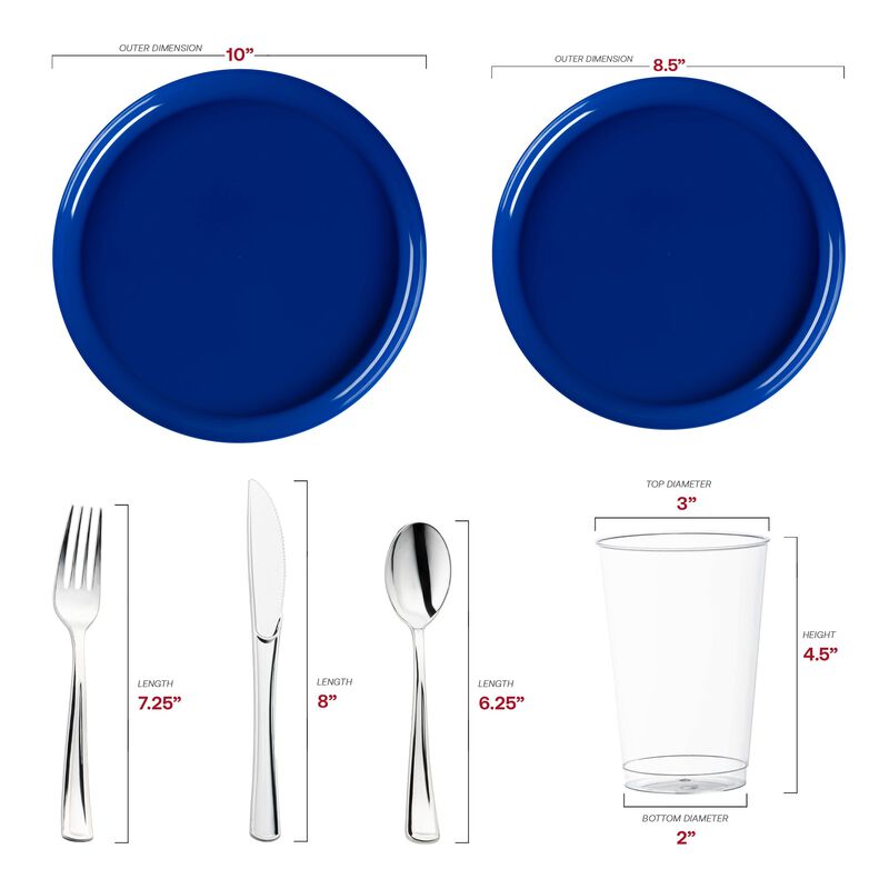 Solid Blue Flat Round Plastic Wedding Value Set (30 Sets) image number 2