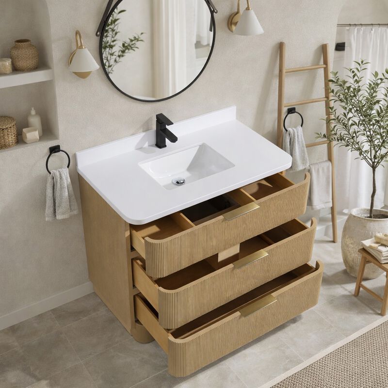 Calamigo 42" Bathroom Vanity Oak image number 2