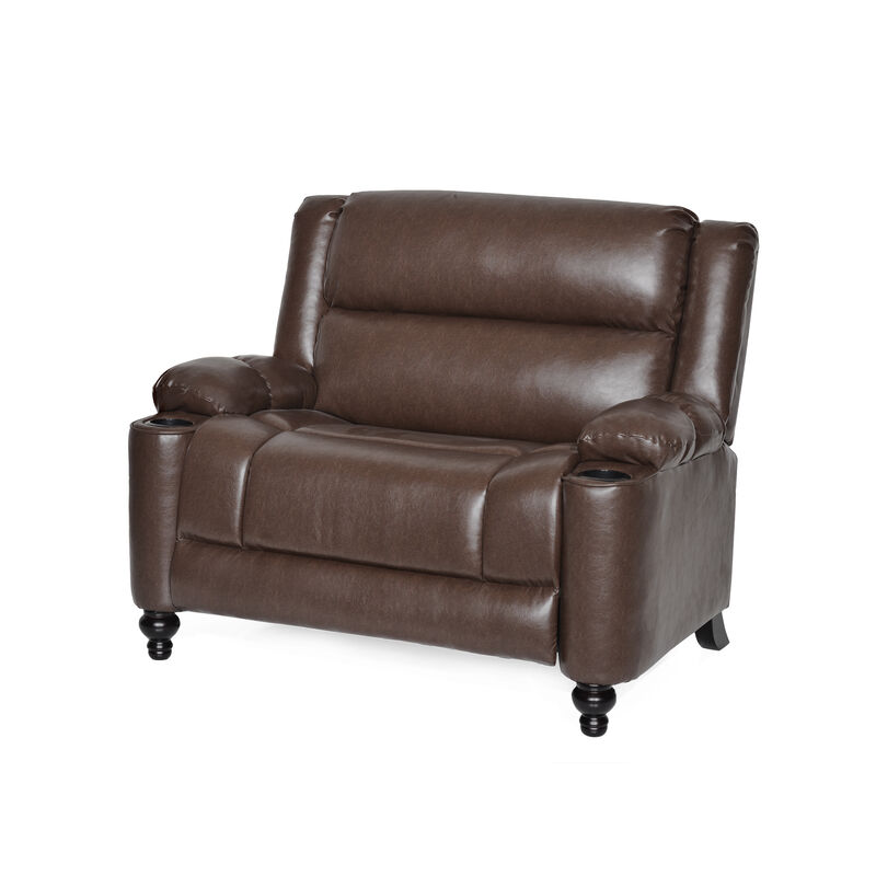 Merax Oversized Faux Leather Recliner with Dual Armrest Cup Holders & Adjustable Recline image number 0