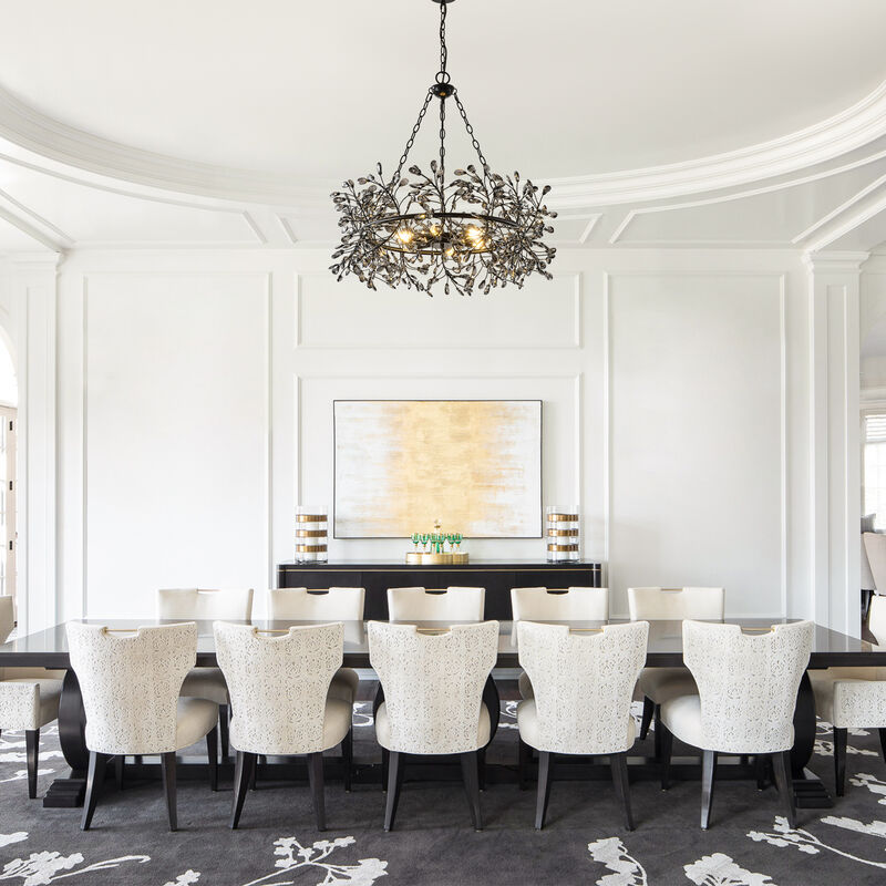 30.7" Modern Glam Black Crystal Branch Chandelier for Kitchen Island, Dining Room and Living Room