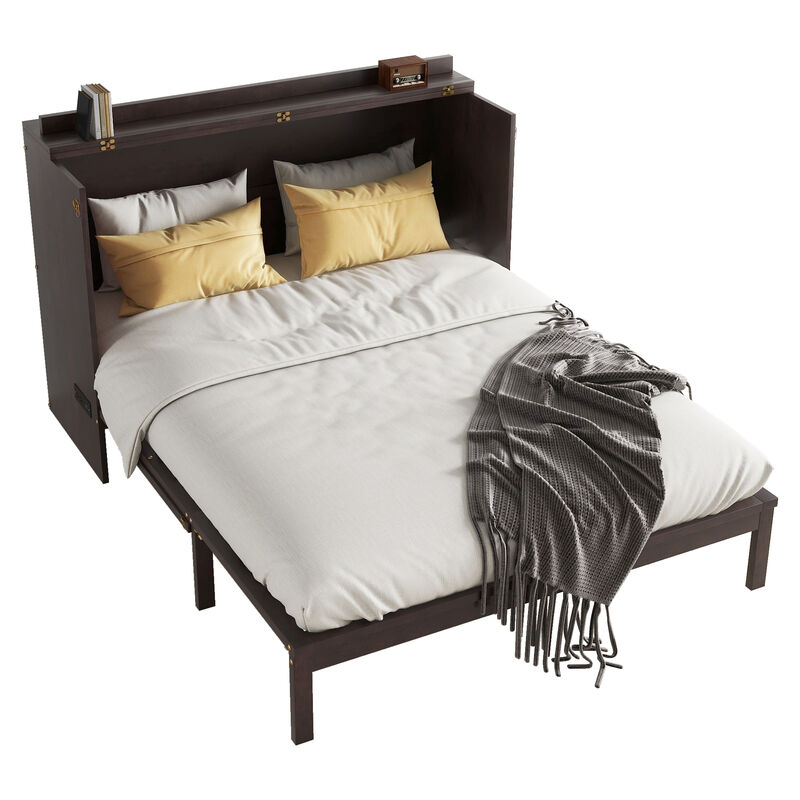Queen Size Pine Wood Murphy Bed image number 0