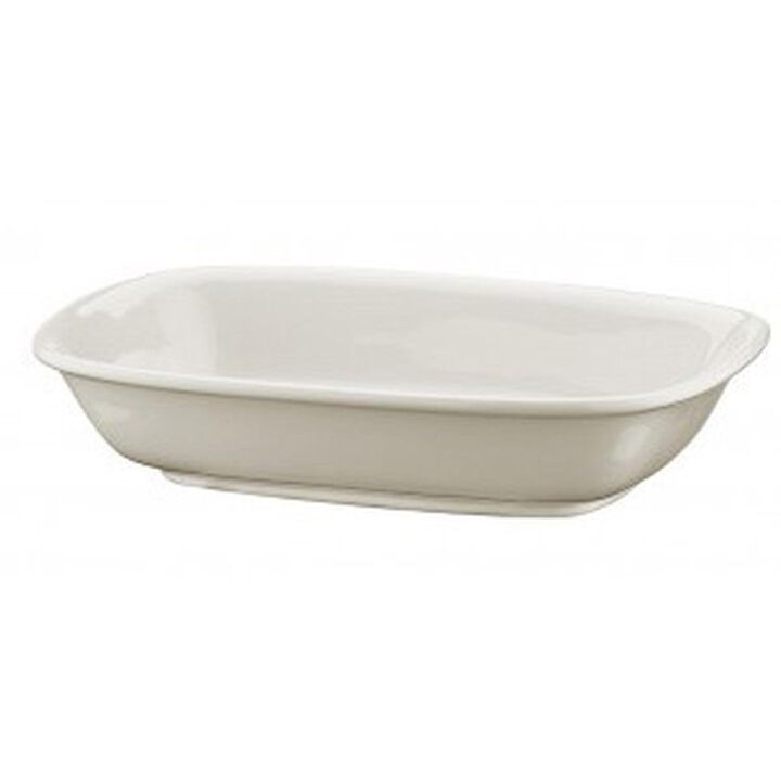 Gourmet 5.5" x 4" x h:1.25" 7 oz. Rectangular Warm White Vitrified Deep Plate (Set of 2)