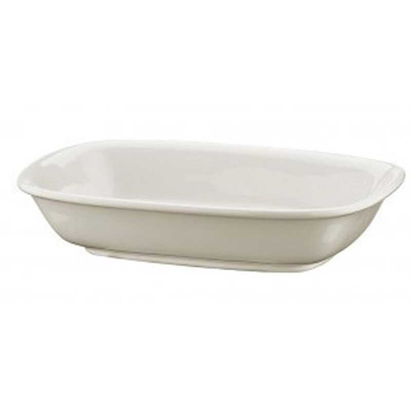 Gourmet 5.5" x 4" x h:1.25" 7 oz. Rectangular Warm White Vitrified Deep Plate (Set of 2) image number 1