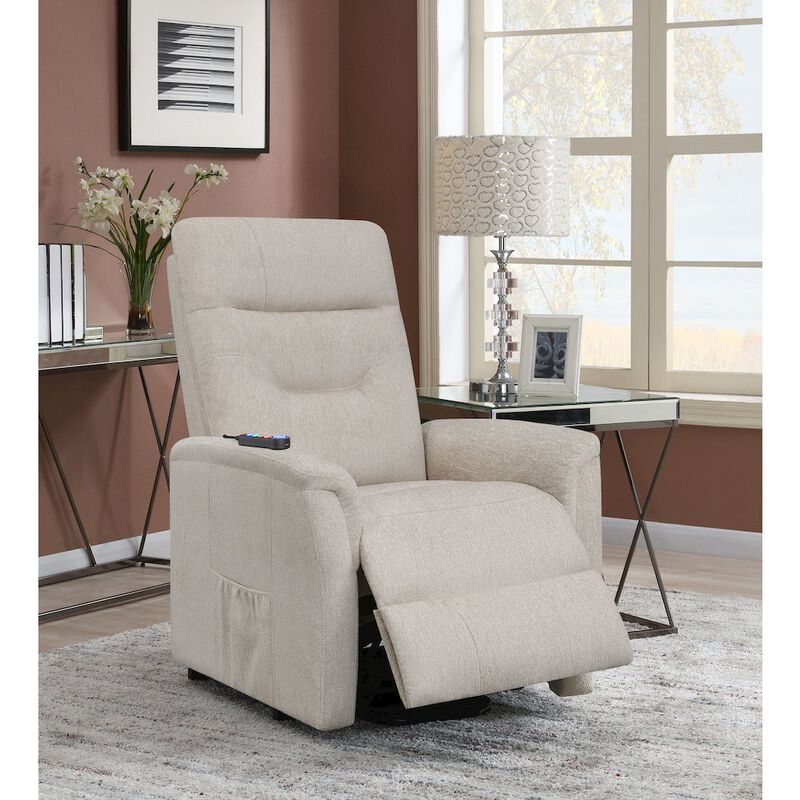 Coaster Co. of America Henrietta Upholstered Power Lift Massage Chair Beige image number 6