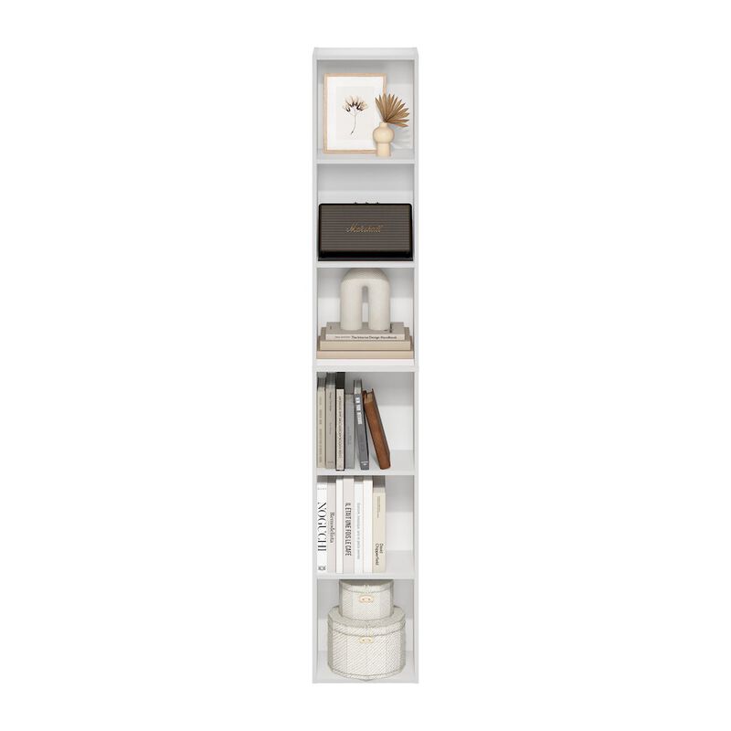 Luder 6-Tier Open Shelf Bookcase, White