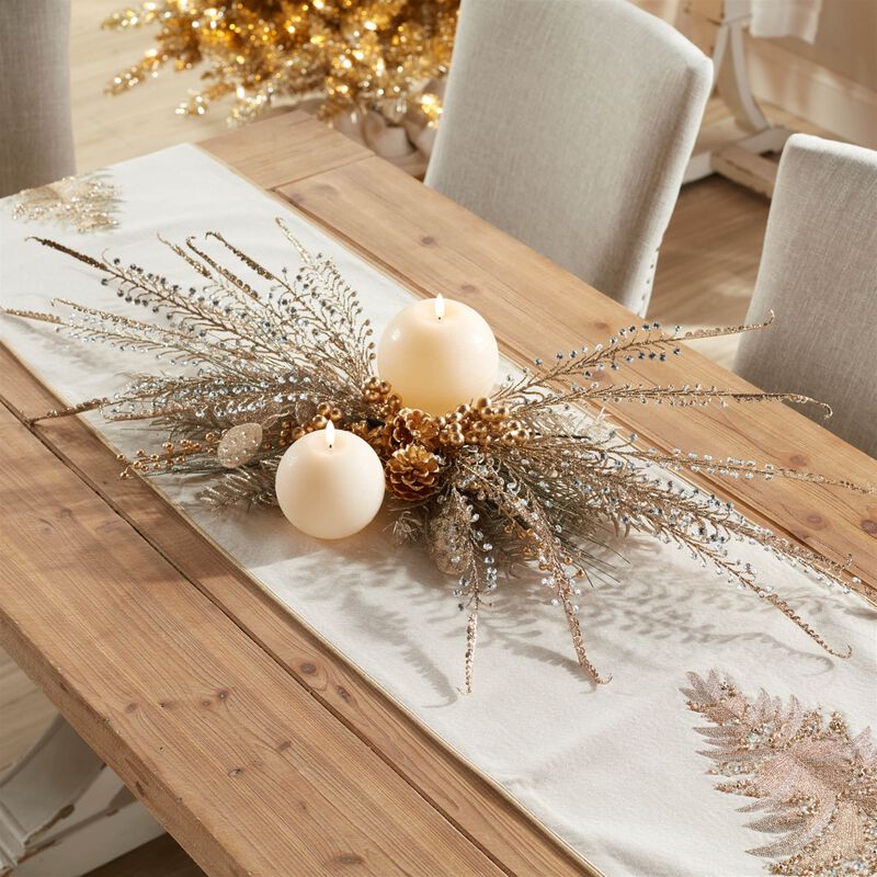 Beaded Fern Spray Set of 2 for Seasonal Arrangements, Garlands, or Tree Decor