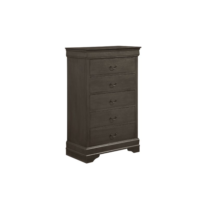 Full Size Bedroom Set, Traditional Carved Wood Design, Gray Finish, 4-Piece Set with Bed, Nightstands and Dresser image number 3
