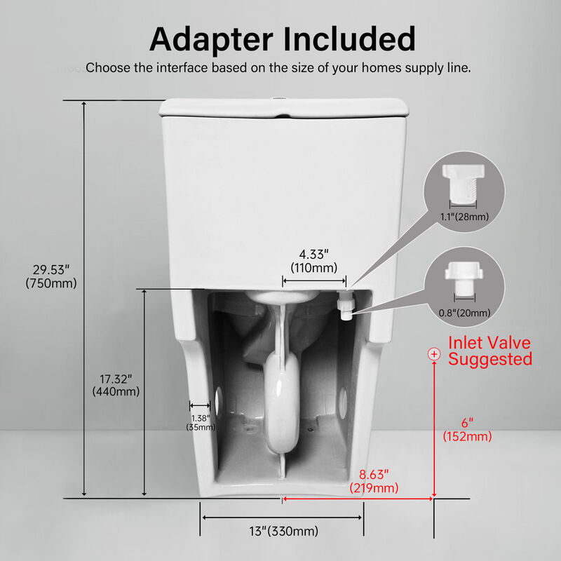 Bothwa Home 14.37"W CUPC Certified, One Piece Elongated Confort Height Toilet, Super Quite Flushing, Dual Flush, Ceramic, Watersense, Leak Resistant image number 3
