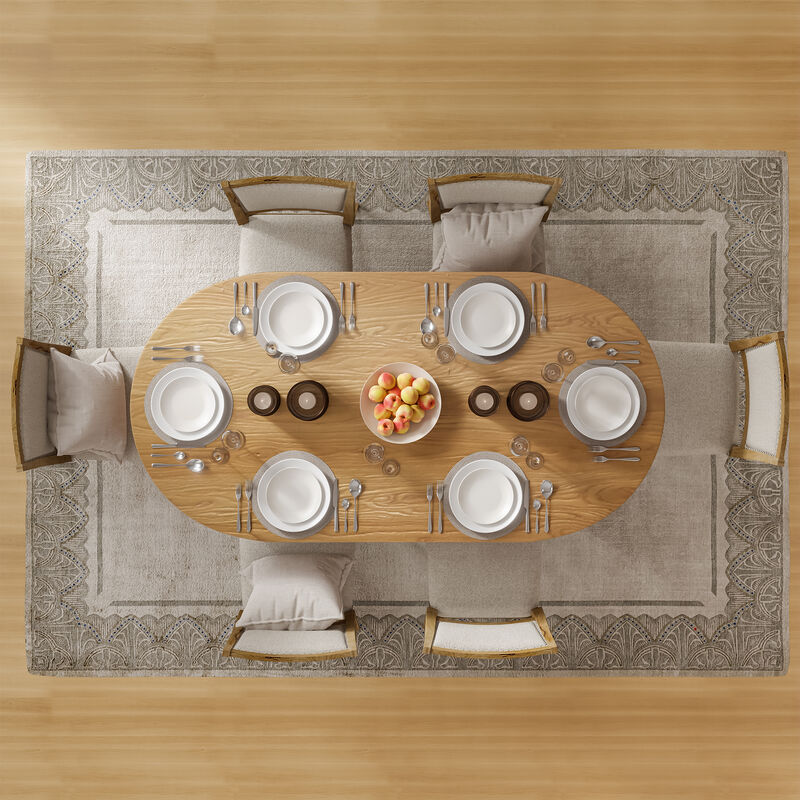 67-inch Vine Woven Oval Dining Table for 6 People Suitable for Dining Room and Living Room