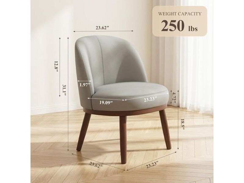 Accent Chair Set of 2 &ndash; Light Gray PU Leather Mid‑Century Armless Chairs image number 2