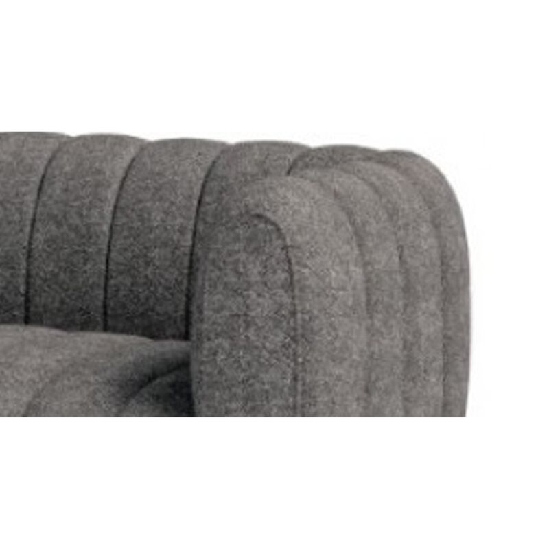 Hery Loveseat, 65 Inch, Gray Boucle, Vertical Channel Tufted Details - Benzara - Benzara