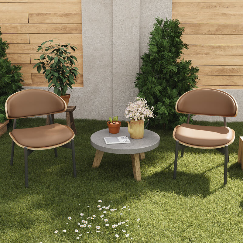 Leather Dining Chair with Wooden Frame & Metal Legs 2-piece 20.47"