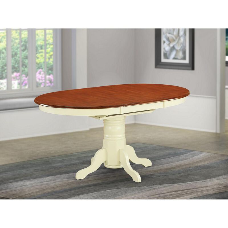 East West Furniture Avon  Oval  Table  With  18  Butterfly  leaf  -  Buttermilk  and  cherry  Finish