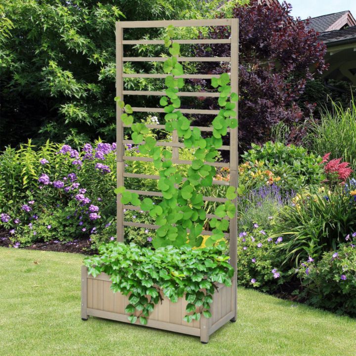Hivvago Raised Garden Bed with Trellis for Climbing Plants