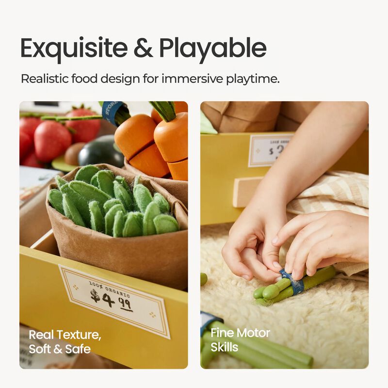 Wooden Play Food for Kids Kitchen, Pretend Food Set Toy - 4 Themed Sets, Play Kitchen Accessories, Montessori Toy image number 3