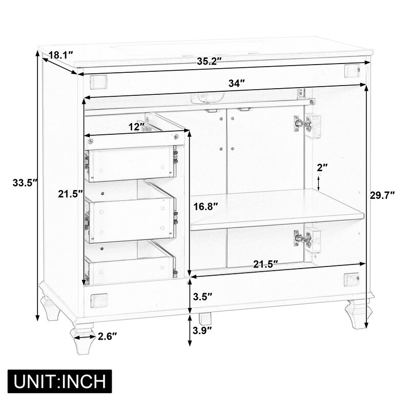 Mempra 36" Bathroom Vanity with Sink image number 9