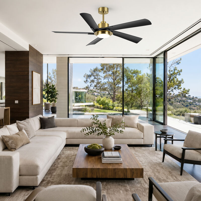Breezary 60In LED Ceiling Fan with Light, DC Motor, 5 Blades, 6 Speed, Reversible Quiet Modern Ceiling Fan image number 8